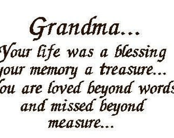 Grandma - Your life was a blessing digital embroidery file