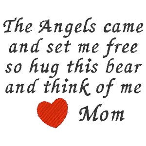 Angels Came Bear Gedicht gestickte Mama Digitale Stickdatei