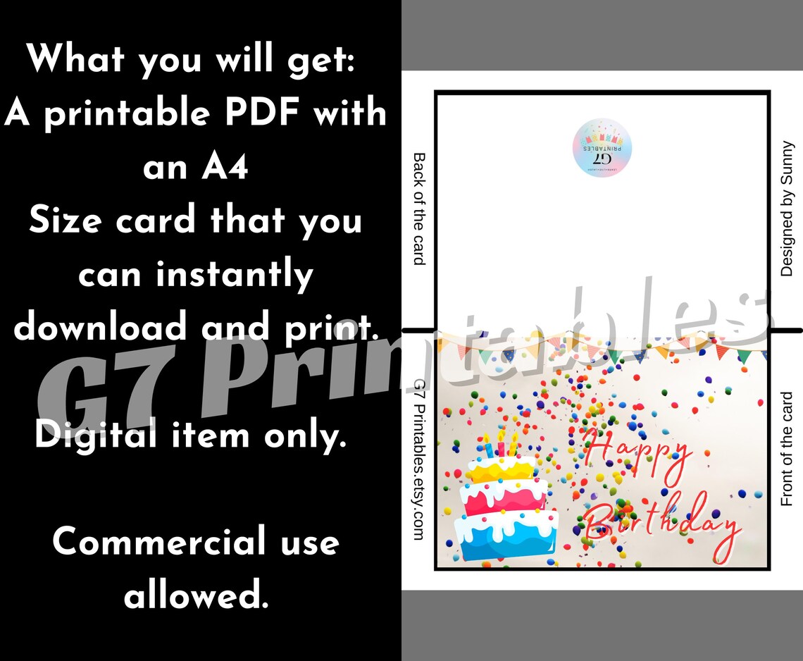 Printable Birthday Card Instant Download for the Celebration - Etsy