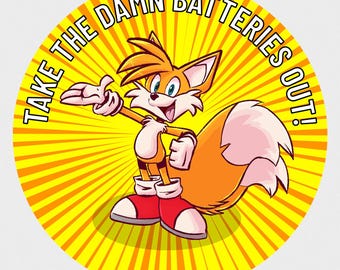 Tails: Take the Batteries Out! Sticker