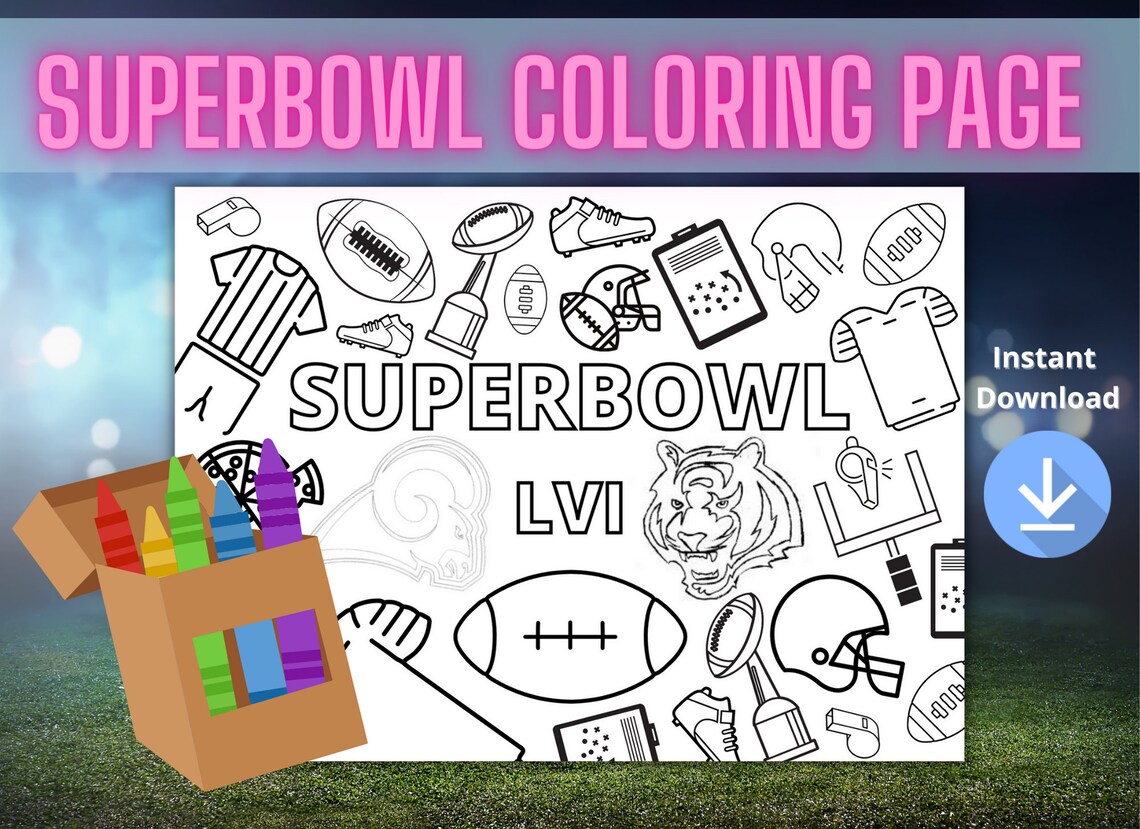 Super Bowl Coloring Sheet Super Bowl 2022 Super Bowl 56 | Etsy