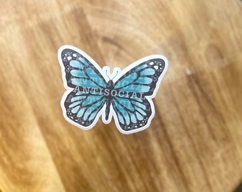 Antisozialer Schmetterlings-Aufkleber, wasserfester Vinyl-Aufkleber