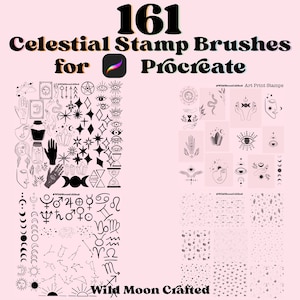 161 Celestial Procreate-stempelborstelset | Mystic Procreate-stempels | Celestial Stamps | Magische stempel voortplanten
