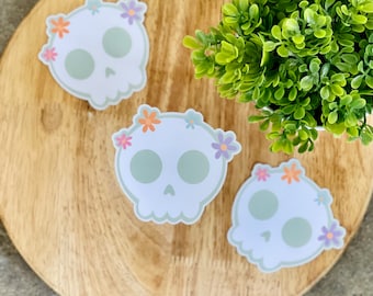 Floral Skull Waterproof Vinyl Sticker