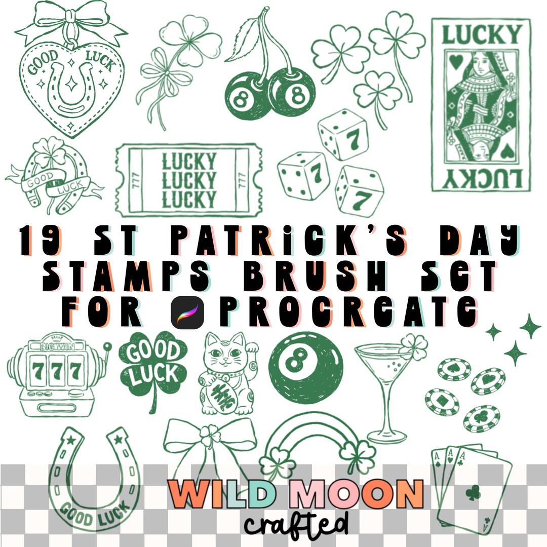 19 Hand Drawn St. Patrick’s Day Lucky Brush Set for Procreate (digital ...