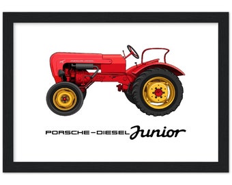 Porsche-Diesel Junior Tractor Illustration small framed poster