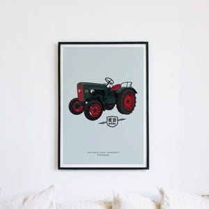 Vintage Hela dieseltraktor – Hermann Lanz Aulendorf-affisch | Retro traktorväggkonst | Gåva med jordbruksmaskiner för traktorfantaster