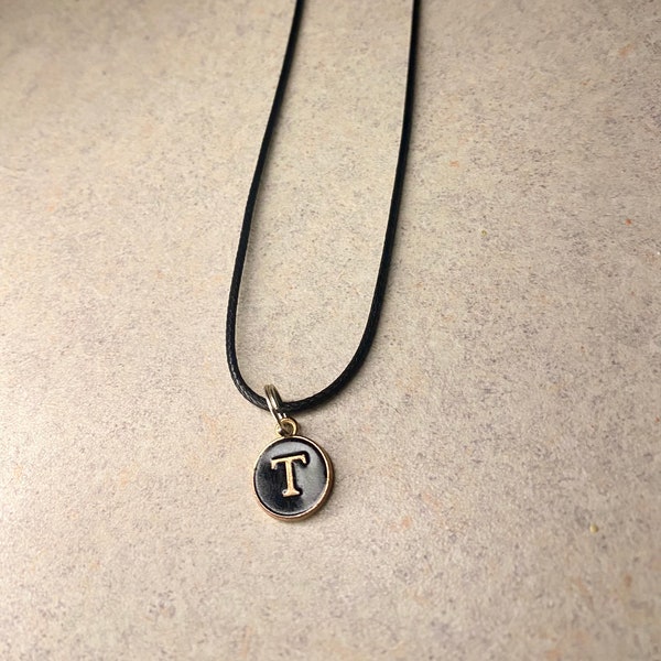 Initial Necklace, Black and Gold