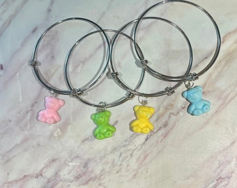 Silver Bangle With Gummy Bear Charm