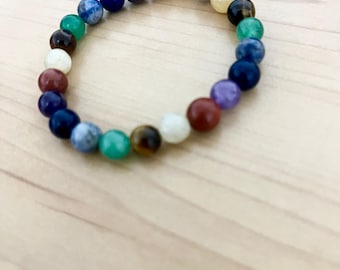 Bracciale Dei Sette Chakra In Pietre Naturali Da 8 Mm Elasticizzato - Foto 13