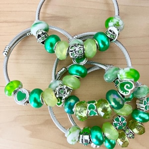 Green European Style Charm Bracelet, Pandora Style