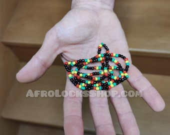 Handcrafted set of 4 OR 8 beaded rasta bracelets – red/yellow/green/black – handmade, elastic, unisex – reggae style