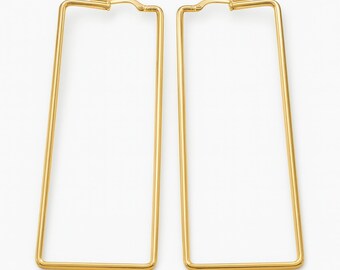 XXL Rectangle Earrings 7 cm - Gold Stainless Steel - Hypoallergenic, Lightweight & Durable