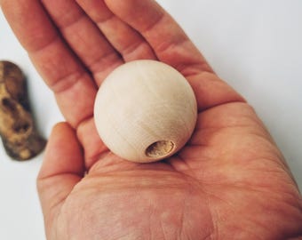 XXL wooden bead for locks and braids – Diameter 4 cm hole 1 cm – Natural hippie accessory – Delivery DOM-TOM