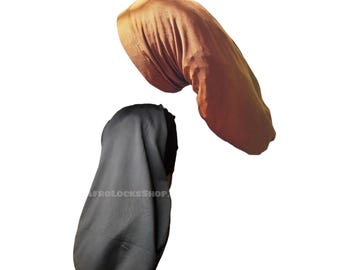 Durable long beanie in elastane, 50 cm – ideal for dreadlocks and braids – 2 colors: black or brown – international shipping included (including French overseas territories)