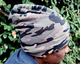 Satin-lined camouflage cap – anti-frizz, unisex, one size – ideal for locks/braids – worldwide delivery & overseas territories