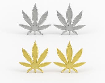 Leaf stud earrings – 316L stainless steel – gold or silver, hypoallergenic