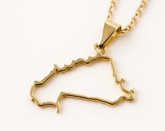 Burkina Faso Gold Stainless Steel Necklace – Country Map – Unisex African Jewelry, 50cm Chain, Diaspora Gift