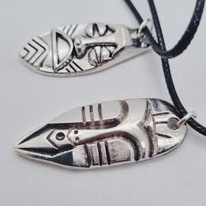 African mask necklace – thin cord & steel clasp, 2 models to choose from – ethnic unisex jewelry, handmade gift