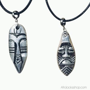 Afrikanische Maskenkette – dünne Kordel & Stahlverschluss, 2 Modelle zur Auswahl – ethnischer Unisex-Schmuck, handgemachtes Geschenk
