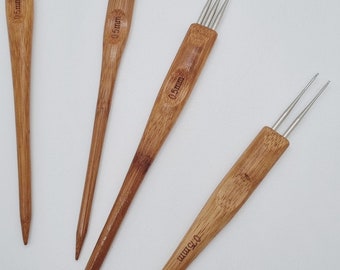 Dreadlocks crochet hook wooden handle pointed tip (rat-tail) – 0.5 / 0.75 mm – 1/2/3 needles – locs maintenance