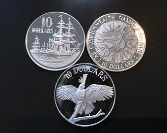 Australian 10 Dollar Coins (First Fleet/Cockatoo/Commonwealth Games)