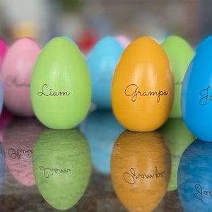 Solid Wood Engraved Easter Eggs Over 25 Colors Free shipping on orders of 35 or more Choose Font From List image 6