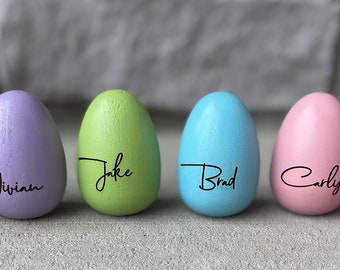 Solid Wood Engraved Easter Eggs  **Over 25 Colors**  ***  Free shipping on orders of 35 or more***  Choose Font From List***