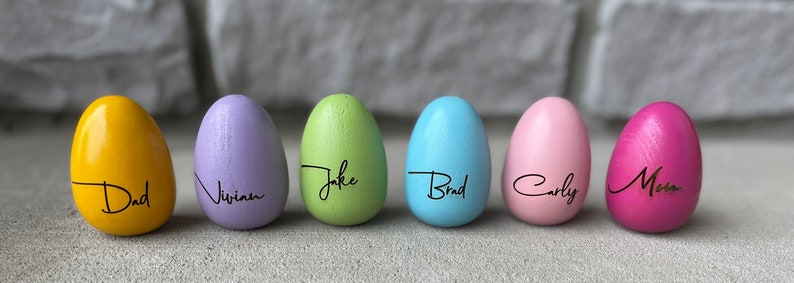 Solid Wood Engraved Easter Eggs Over 25 Colors Free shipping on orders of 35 or more Choose Font From List image 1