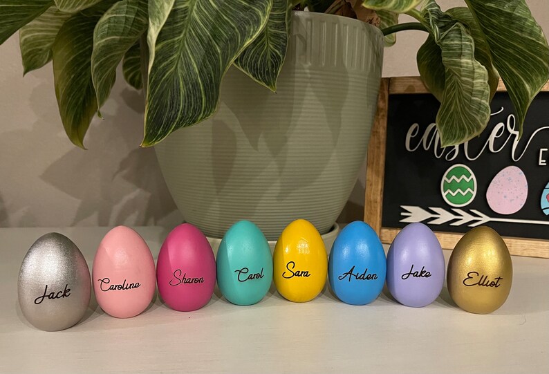 Solid Wood Engraved Easter Eggs Over 25 Colors Free shipping on orders of 35 or more Choose Font From List image 9