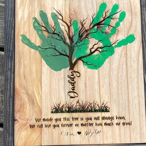 Father&#39;s Day Wood Sign With Personal Kid&#39;s Handprints Added ***** Free engrave of each child&#39;s written name*****