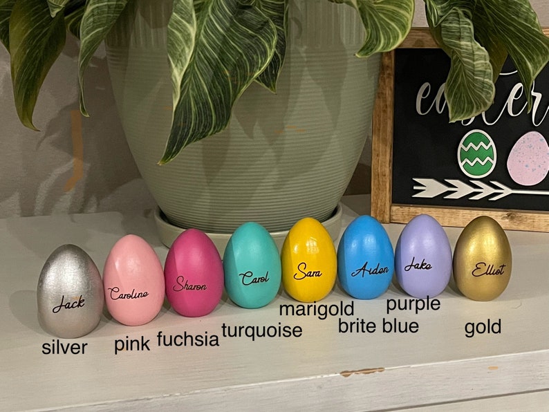 Solid Wood Engraved Easter Eggs Over 25 Colors Free shipping on orders of 35 or more Choose Font From List image 2