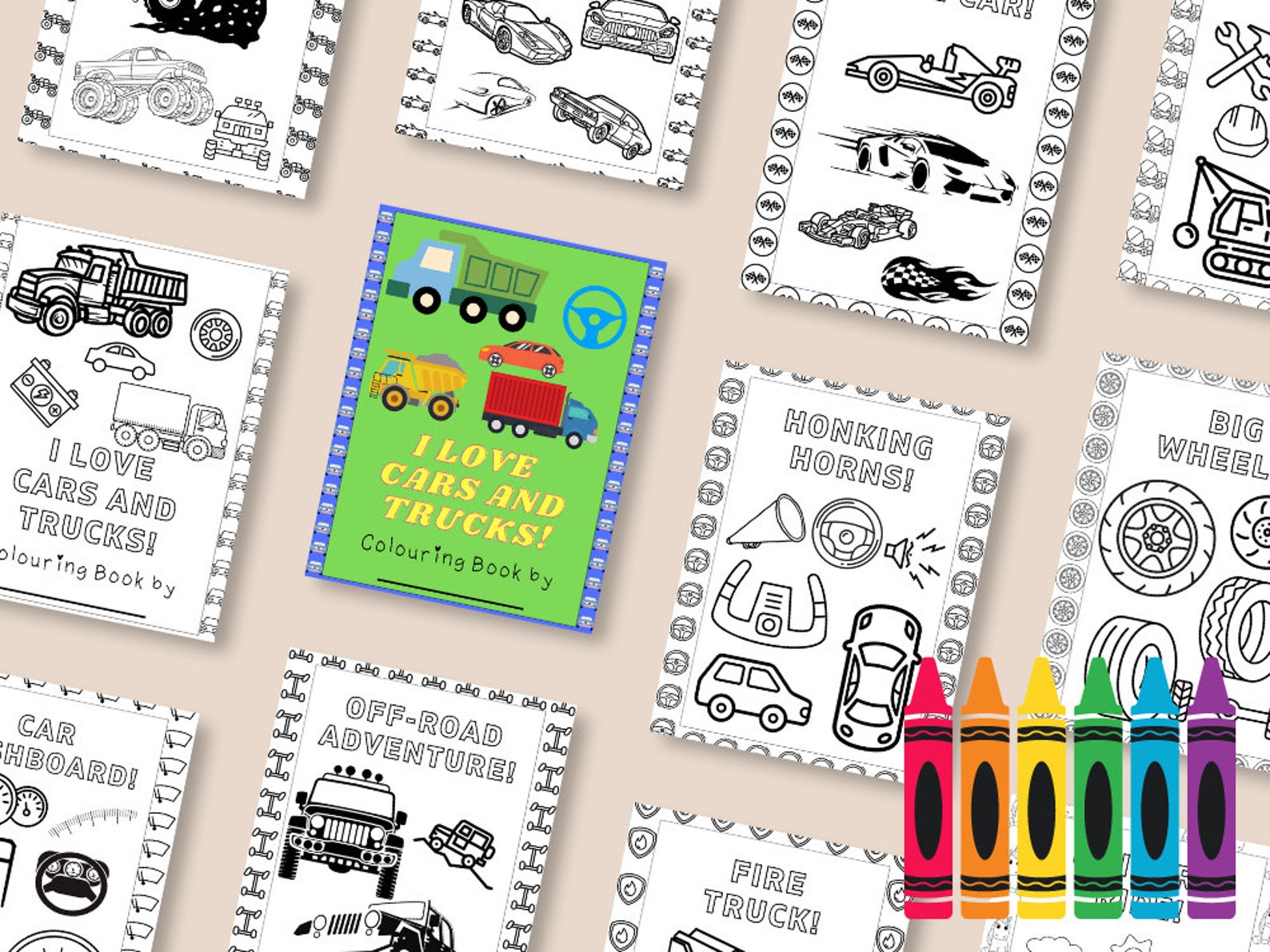Cars and Trucks Coloring Pages for Kids, Coloring Book, Printable ...