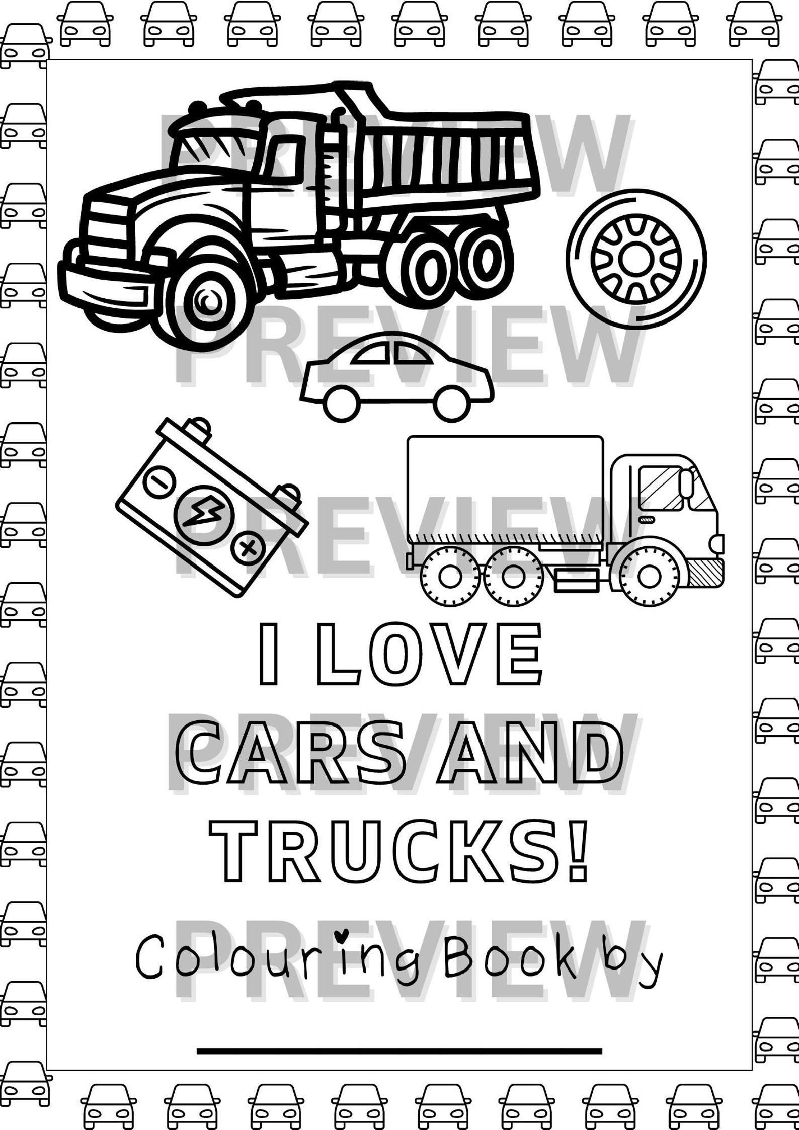 Cars and Trucks Coloring Pages for Kids, Coloring Book, Printable ...