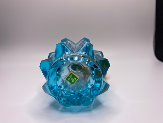 Vintage Blue Geometric Blue Perfume Bottle - image 2