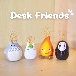 Cute Creatures Clay Figurine | Desk Friends | Handmade Clay Decor | Mini Buds Vase