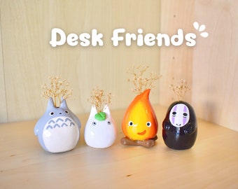 Cute Creatures Clay Figurine | Desk Friends | Handmade Clay Decor | Mini Buds Vase