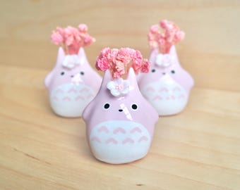 Sakura Forest Spirit | Desk Friend | Anime Clay Decor | Mini Buds Vase | Cute Creatures Clay Figurine