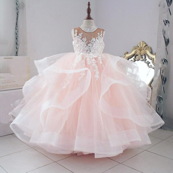 Puffy Aline Cute Kids Flower Girl Dress Kids Floral Emboridery Communion Dresses  Girl Lace Applique Skirt Party Girl Dress 2020 - AliExpress