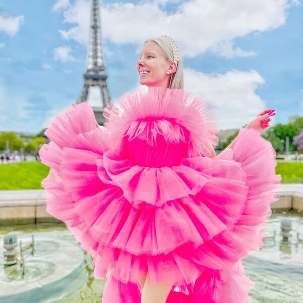 Pink and Orange Prom Dress Etsy