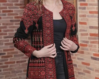 Palestinian embroidered jacket A Palestinian women's coat for special occasions, Ramadan, holidays, and Heritage Day a woman jacket