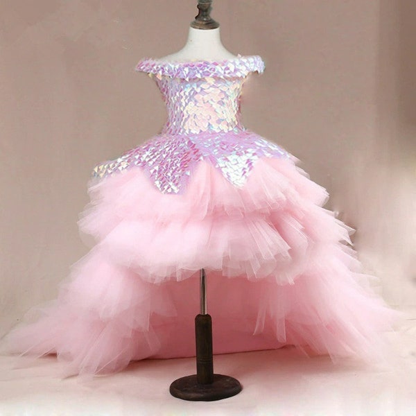 Party Dresses for Girls Formal Dresses for Kids Pink Flower Girl Dresses Birthday Dresses for Girls Princess Dresses for Girls