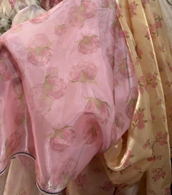 Floral Organza Stoff Sammlung, floraler Organza Stoff, leichter