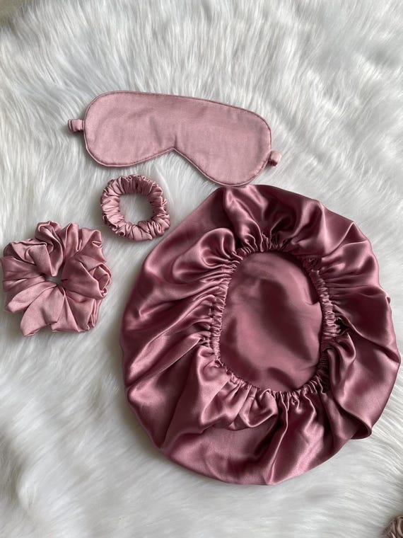 Silk Sleep Bonnet Set with Eye Mask and Scrunchies for Women Silk & Willow 100% Pure Mulberry Silk Sleep Eye Mask & Hair  main image 3