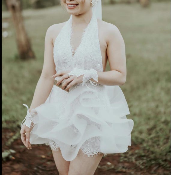 LAM Dress Short Wedding Dress Lace Tulle Ruffle Skirt, Halter Mini Bridal Dress, Custom Dress, Plus Size, Lace Wedding Dress, Bridal Dress LAM Dress Short Wedding Dress Lace Tulle Ruffle Skirt, Halter Mini Bridal Dress, Custom Dress, Plus Size, Lace Wedding Dress, Bridal Dress