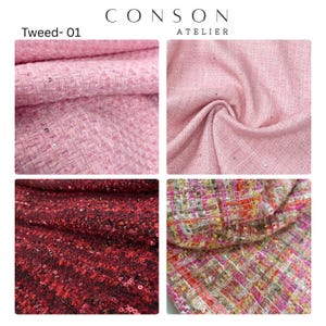 Tweed Fabric by the Yard, Textured Bouclé Sequin Tweed for Jackets, Skirts, Dresses, Designer Fabric for Couture & DIY Fashion, Custom Dress