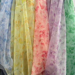 Floral Sheer Organza Fabric "Sakura ai" by  the Yard, floral Organza fabric, light voile fabric, lightweight sheer fabric, Bridal organza