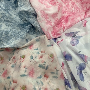 Floral Voile Fabric collection by  the Yard, floral voile fabric, bridal voile, light voile fabric, lightweight sheer fabric