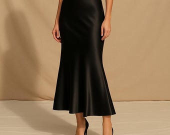 ROSALIND SKIRT - Skirt Sewing Pattern, Create Your Own Satin Maxi Skirt with Lace Trim, Custom Sizing Available, Custom Skirt, Maxi Skirt