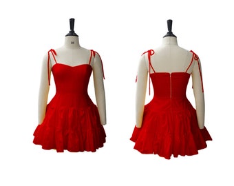 strapless open back dress Rove Alma Midi Dress - Textured Cotton Warm Red, M main image 0